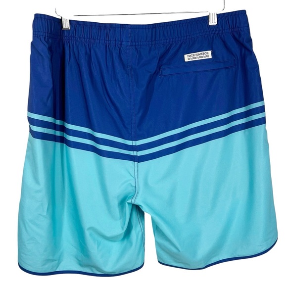 FAIR HARBOR Blue Colorblock Lined Men's Swim Trunks Board Shorts Size XXL - Picture 4 of 7